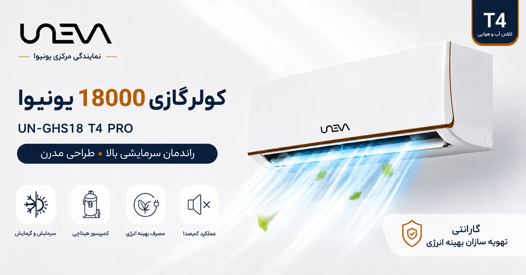 ویژگی های کولرگازی 18000 یونیوا پرو T4